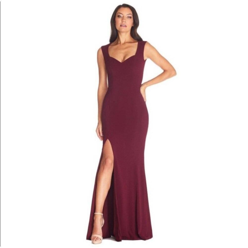 Dress The Population Monroe Burgundy Maxi Dress Gown Sz L Bridesmaid Wedding